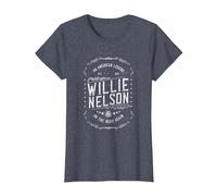 Willie Nelson American Legend Oficial Camiseta, Mujer, Azul Jaspeado, XL