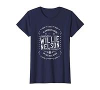 Willie Nelson American Legend Oficial Camiseta, Mujer, Azul Marino, L