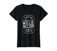 Willie Nelson American Legend Oficial Camiseta, Mujer, Negro, XS