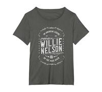 Willie Nelson American Legend Oficial Camiseta, Mujer Tallas Grandes, Asfalto, 6XL Grande