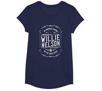 Willie Nelson American Legend Oficial Camiseta, Niñas, Azul Marino, S