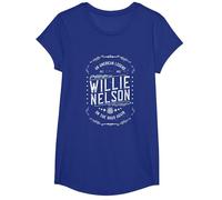 Willie Nelson American Legend Oficial Camiseta, Niñas, Azul Real, S