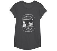 Willie Nelson American Legend Oficial Camiseta, Niñas, Jaspeado Oscuro, L