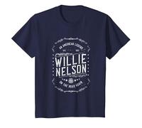 Willie Nelson American Legend Oficial Camiseta, Niños, Azul Marino, 6 años