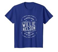 Willie Nelson American Legend Oficial Camiseta, Niños, Azul Real, 8 años