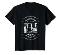 Willie Nelson American Legend Oficial Camiseta, Niños, Negro, 2 años