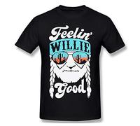 Willie Nelson - Camiseta de algodón de manga corta para hombre, Negro, M