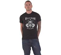 Willie Nelson Camiseta de calavera con logotipo oficial para hombre, color negro, talla L