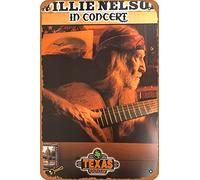 Willie Nelson - Cartel promocional de Texas Roadhouse Nacogdoches, TX, letrero vintage de metal retro de 12 x 8 pulgadas, decoración de pared