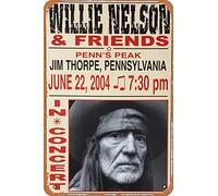 Willie Nelson & Friends - Póster de 2004 de Jim Thorpe, PA retro de metal vintage de 30,5 x 20,3 cm, decoración de pared