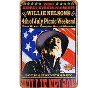 Willie Nelson - Póster de 2003 Spicewood, Texas Two River Canyon, letrero vintage de metal retro de 30,5 x 20,3 cm, decoración de pared