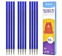 Willingood 12 minas de repuesto borrables azules, compatibles con Legami, fáciles de borrar, punta de bolígrafo de 0,7 mm, altura 13 cm