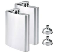 Willingood 2 petacas y embudo de acero inoxidable, 227 ml, adecuadas para llevar alcohol.