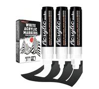 Willingood 3 rotuladores acrílicos blancos, rotuladores gigantes, punta de fieltro de 15 mm, secado rápido, impermeable, marcador permanente para piedra, cerámica, vidrio, madera, neumáticos, tela