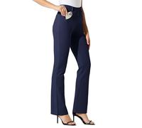 WILLIT 29" 31" 33" Damen Yoga Kleid Hose Bootcut Arbeitshose Stretch Büro Casual Gürtelschlaufen Hose 4 Taschen, azul marino, XXL / 33L