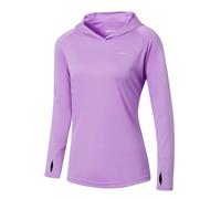 WILLIT Camiseta de running para mujer, protección solar UPF 50+, con capucha, camiseta deportiva, camiseta de manga larga, senderismo, pesca, exterior, secado rápido, sudadera ligera, lavanda, M