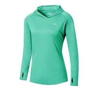 WILLIT Camiseta de running para mujer, protección solar UPF 50+, con capucha, camiseta deportiva, camiseta UV de manga larga, senderismo, pesca, exterior, secado rápido, sudadera ligera, verde, M