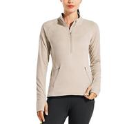 Willit Chaqueta de forro polar para mujer, camiseta térmica ecuestre de manga larga, media cremallera, equipo de invierno, Vía Té, XL
