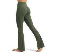 WILLIT Flared Leggings Mujer Pantalones de Yoga de Cintura Alta Pantalones Acampanados Bootcut Pantalones Deportivos Opacos Leggins Bootleg Pantalones de Trabajo 77 cm/81 cm, verde bosque, L
