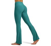 WILLIT - Leggings acampanadas para mujer, pantalones de yoga, cintura alta, estilo bootcut, deportivos, opacos, pierna de campana, pantalones de trabajo 77cm/81cm, Verde marino., M