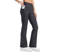 Willit - Leggings de mujer con forro polar y corte acampanado, impermeables, para yoga, pantalones de cintura alta, térmicos, de bota, pantalones de invierno, Leopardo Negro, XL