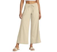 WILLIT Pantalones anchos para mujer, pantalones anchos Palazzo, ligeros, pantalones de playa, cintura alta, UPF 50+, bañador de secado rápido, protección solar con bolsillos, caqui, M