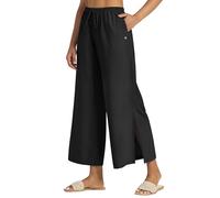 WILLIT Pantalones anchos para mujer, pantalones anchos Palazzo, ligeros, pantalones de playa, cintura alta, UPF 50+, bañador de secado rápido, protección solar con bolsillos, Negro , XL