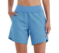 WILLIT Pantalones Cortos de Baño para Mujer, Bañador, Boardshorts, Secado Rápido, Verano, Bikini Shorts, Cintura Alta, Trunks UPF50+ Protección UVA 17,78 cm con Forro y Bolsillos, azul, 40
