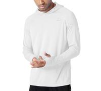 WILLIT Sudadera con capucha para hombre UPF 50+ con protección solar Rashguard con capucha Camiseta de manga larga SPF para pesca al aire libre, correr, caminar, ligera, Blanco, XXL