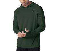 WILLIT Sudadera con capucha para hombre UPF 50+ con protección solar Rashguard con capucha Camiseta de manga larga SPF para pesca al aire libre, correr, caminar, ligera, Verde militar., XXL