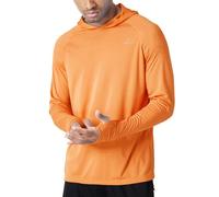WILLIT Sudadera con capucha para hombre UPF 50+ con protección solar Rashguard con capucha de manga larga SPF para pesca al aire libre, correr, caminar, ligera, naranja, L