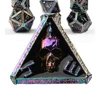willmove Juego de dados de metal con calavera de fantasma misterioso para Dungeons and Dragons Cthulhu DCC Unique Magic TRPG, accesorios de juego de rol, regalos DND, iridiscencia de vemón morado