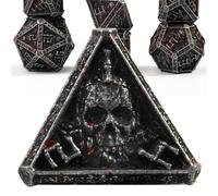 willmove Juego de dados de metal para Dungeons and Dragons, Cthulhu DCC, juego de rol mágico único, accesorios para juegos de rol, regalos (negro sangre)