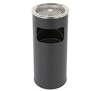 Willonin Cubo de basura con cenicero para exterior, cenicero sobre pie de acero inoxidable con papelera, 60 cm de altura (negro, 1)