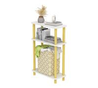 Willonin - Mesa auxiliar estrecha, mesa auxiliar de 3 niveles con compartimento de almacenamiento, 40 x 18 x 62 cm, mesa de noche fina para salón, dormitorio, oficina, montaje sin herramientas, color