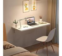 Willonin - Mesa de pared plegable para ordenador portátil, escritorio de trabajo montado en la pared con soportes para ganar espacio, escribir, comer, 80 x 50 x 1,6 cm, color blanco
