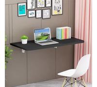 Willonin - Mesa de pared plegable para ordenador portátil, escritorio de trabajo montado en la pared con soportes para ganar espacio, escribir, comer, 80 x 50 x 1,6 cm, color negro