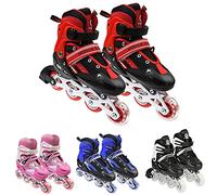 Willonin - Patines para niños, patines en línea, talla ajustable con rueda de luz S/M 31-38, apto para principiantes o profesionales, niños y niñas (M, rojo)