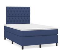 Willood Cama Box Spring con Colchón Viscoelástico Espuma Protector Muelles Ensacados Adaptable Acolchado Reversible Diseño de Botones Azul 120x190 cm