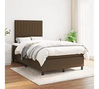 Willood Cama Box Spring con Colchón Viscoelástico Espuma Protector Muelles Ensacados Adaptable Acolchado Reversible Tela Marrón Oscuro 120x200 cm
