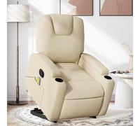 Willood Silla de Masaje Reclinable de Pie, Silla con Respaldo Reposabrazos, Sillón de Relax Descanso, Asiento Ajustable, Tela Color Crema