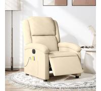 Willood Sillón de Masaje Reclinable Eléctrico, Silla con Respaldo Reposabrazos, Sillón de Relax Descanso, Asiento Ajustable, Tela Crema