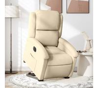 Willood Sillón Eléctrico Reclinable Elevable, Silla con Respaldo Reposabrazos,Asiento Ajustable Sillón de Relax Descanso,Tela Color Crema