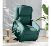 Willood Sillón Eléctrico Reclinable Elevable, Silla con Respaldo Reposabrazos, Sillón de Relax Descanso, Asiento Ajustable, Tela Color Verde Oscuro