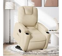 Willood Sillón Eléctrico Reclinable Elevable, Silla con Respaldo Reposabrazos, Sillón de Relax Descanso, Asiento Ajustable, Tela Color Crema