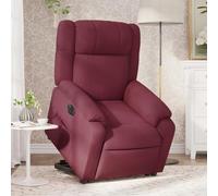 Willood Sillón Eléctrico Reclinable Elevable, Silla con Respaldo Reposabrazos, Sillón Orejero de Relax TV, Asiento Ajustable, Tela Rojo Vino Tinto