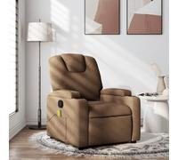 Willood Sillón Reclinable con Masaje, Silla con Respaldo Reposabrazos, Sillón de Televisión Relax Descanso, Asiento para Salón Hogar, Tela Marrón