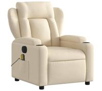 Willood Sillón Reclinable de Masaje Eléctrico, Silla con Respaldo Reposabrazos, Sillón de Relax Descanso, Asiento Ajustable, Tela Color Crema