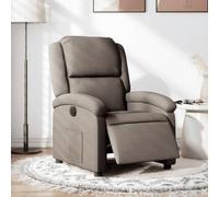 Willood Sillón Reclinable Eléctrico, Silla con Respaldo Reposabrazos, Sillón de Relax Descanso, Asiento Ajustable para Ancianos, Tela Taupé