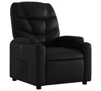 Willood Sillón Reclinable Eléctrico, Silla con Respaldo Reposabrazos, Sillón de Relax Descanso, Asiento Ajustable, Cuero Sintético Negro